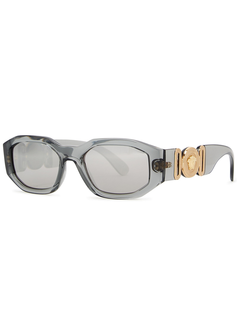 Versace Medusa Biggie Rectangle-frame Sunglasses - Grey - One Size