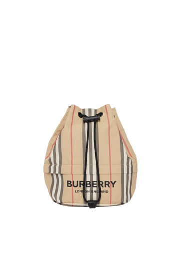 Burberry beige nylon 2025 drawcord check pouch