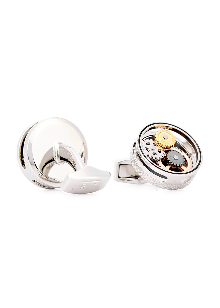  Tateossian Gear Rhodium Cut-out Cufflinks - Silver 