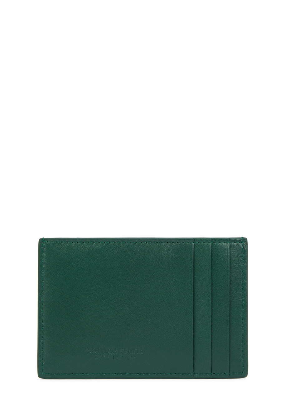 Bottega Veneta Intreccio Leather Card Holder - Dark Green