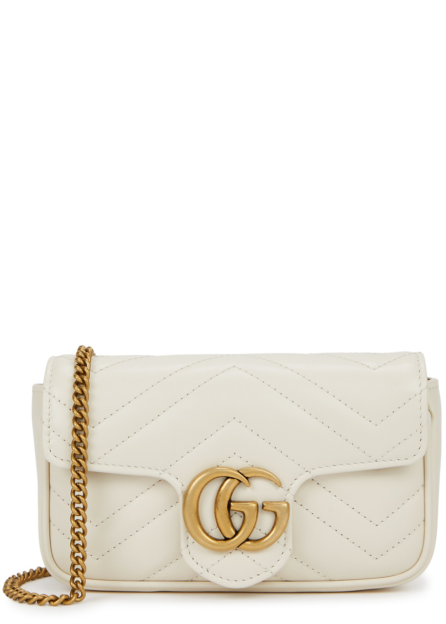 Gucci GG Marmont Supermini Leather Cross-body Bag, Cross-body bag - White - One Size