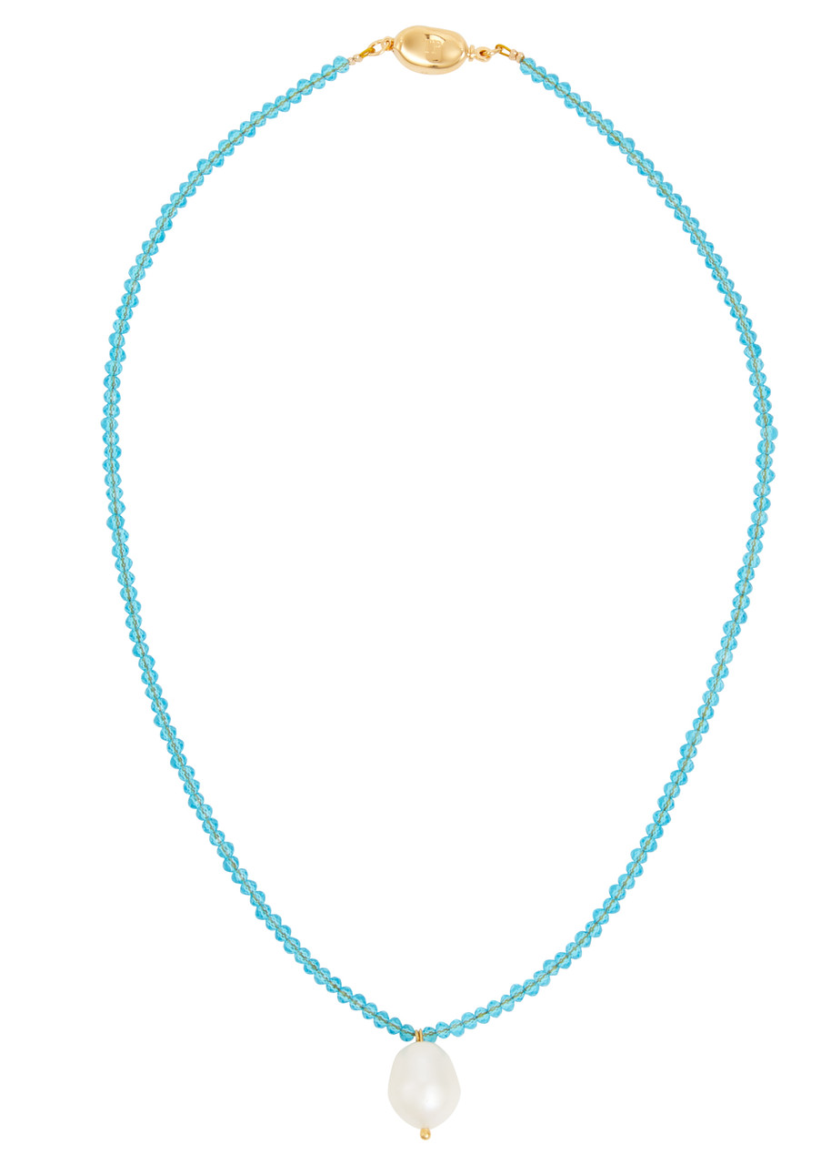Timeless Pearly Pearl-embellished Beaded Necklace - Blue