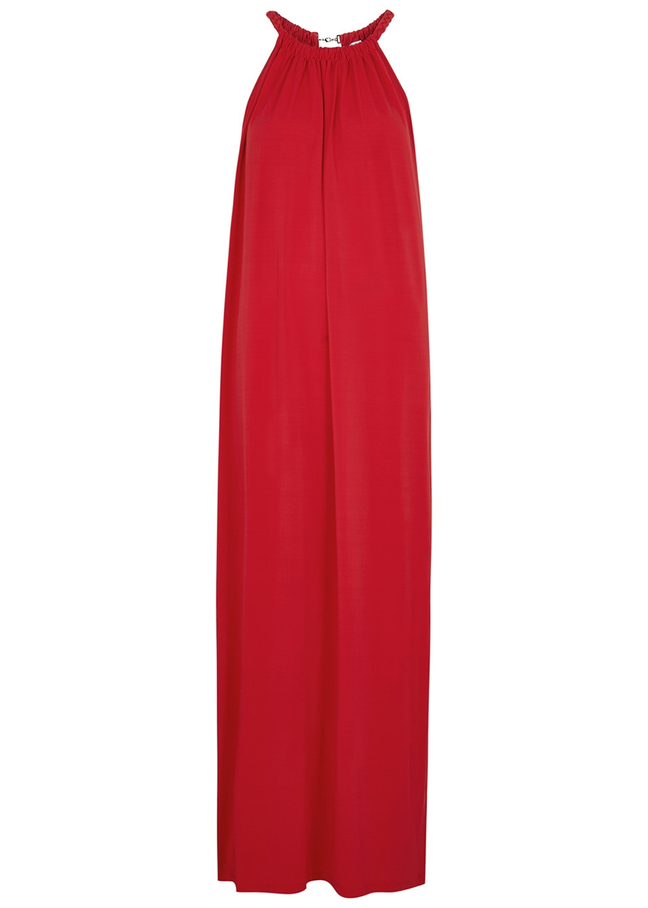 Max Mara Beachwear Pasta Red Stretch-jersey Maxi Dress
