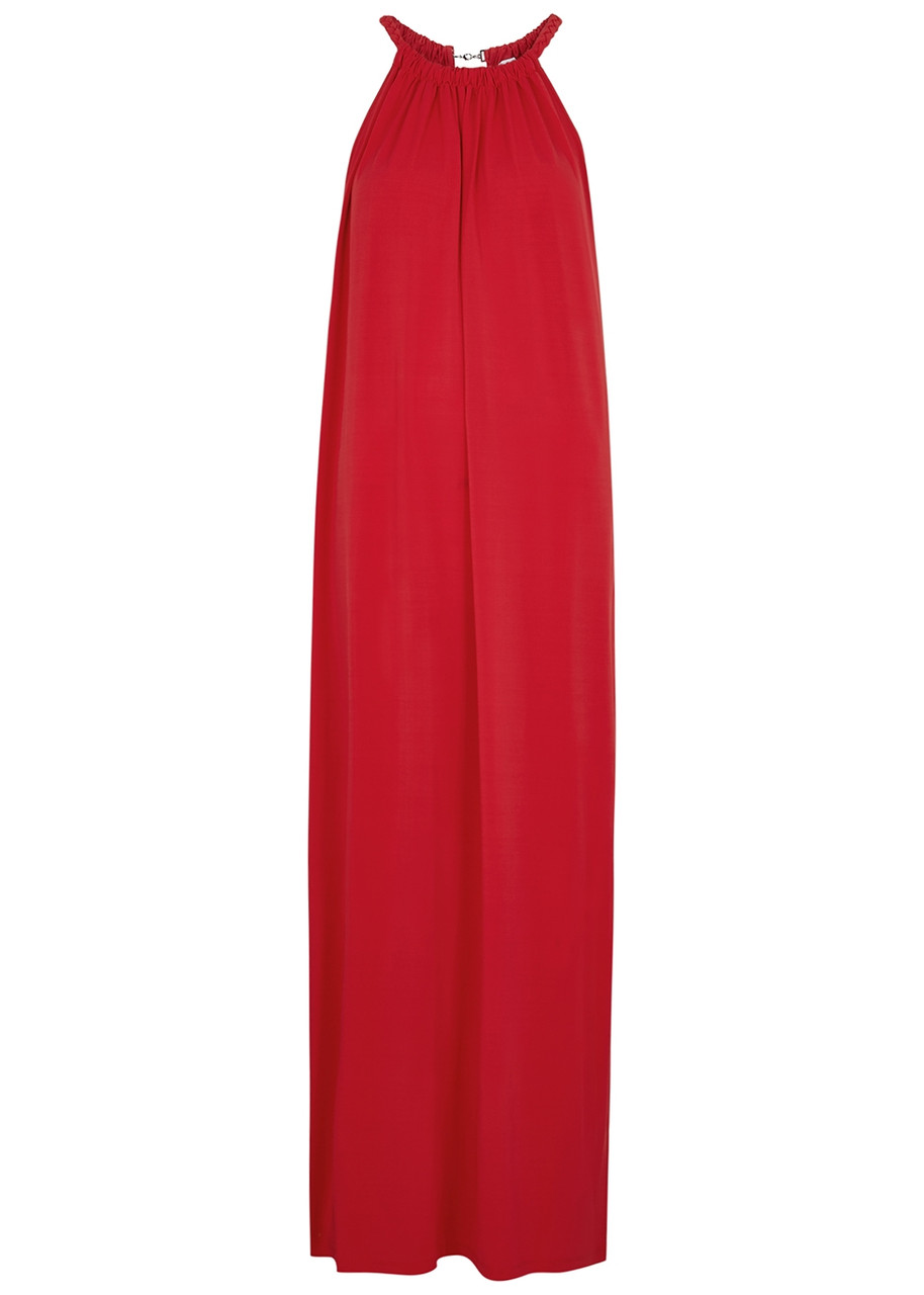 Max Mara Beachwear Pasta red Stretch-jersey Maxi Dress - XS