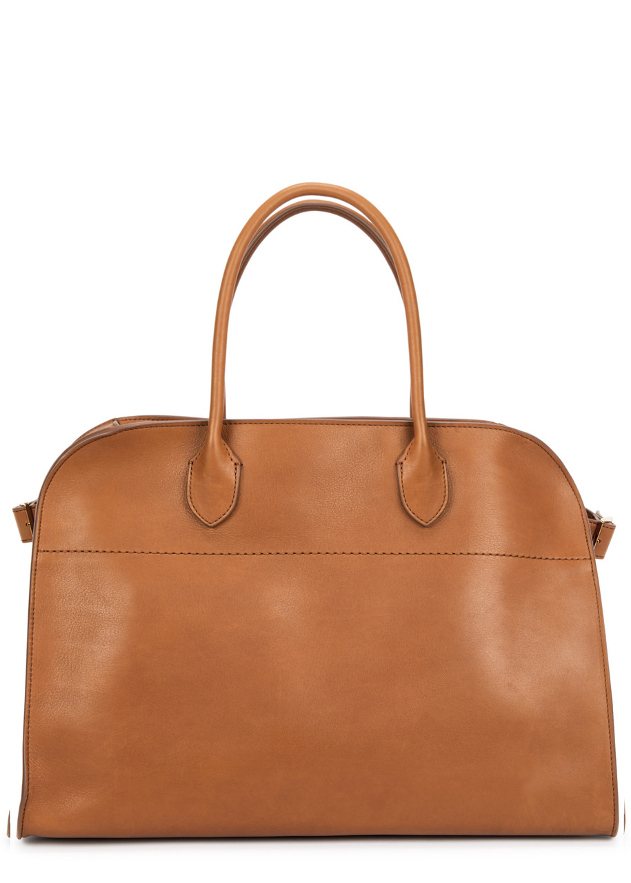 The Row Soft Margaux 15 Leather Tote In Brown
