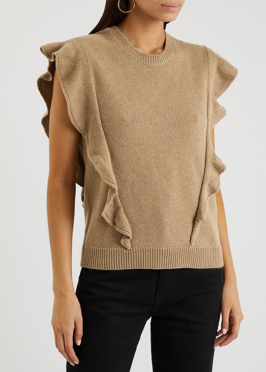  Chloe Brown Sleeveless Cashmere Jumper - Xs 