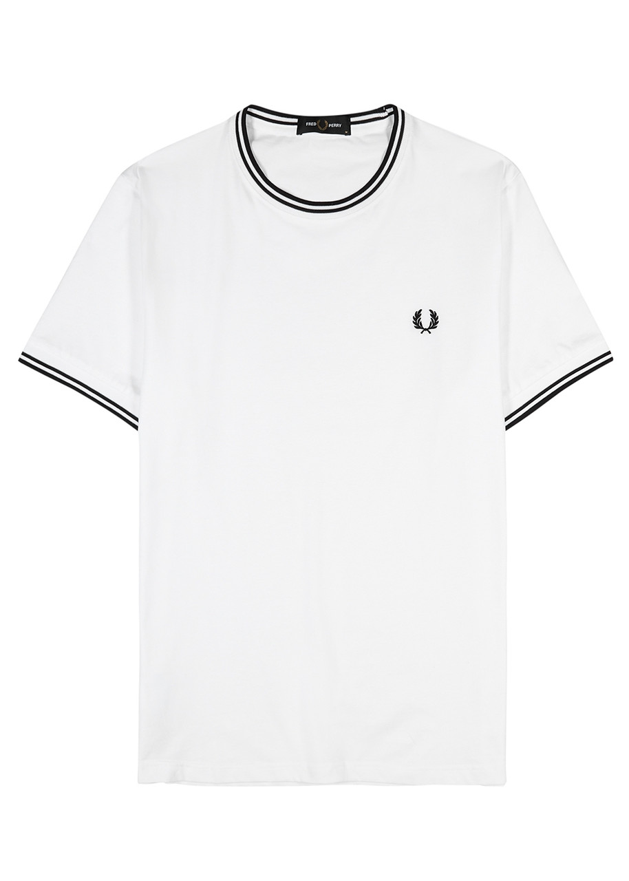 Fred Perry Logo-embroidered Cotton T-shirt In White