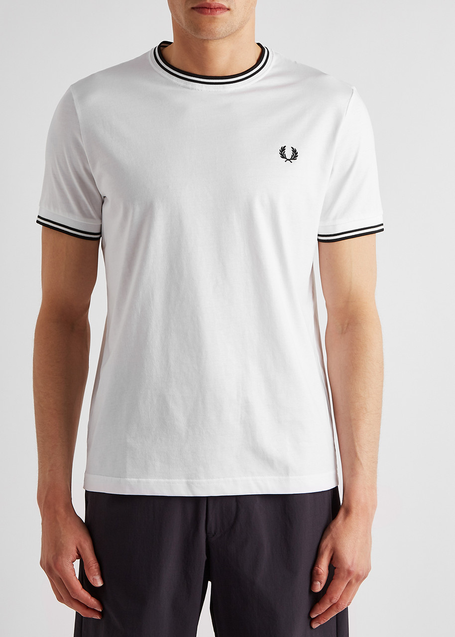 Fred Perry Logo-embroidered Cotton T-shirt In White