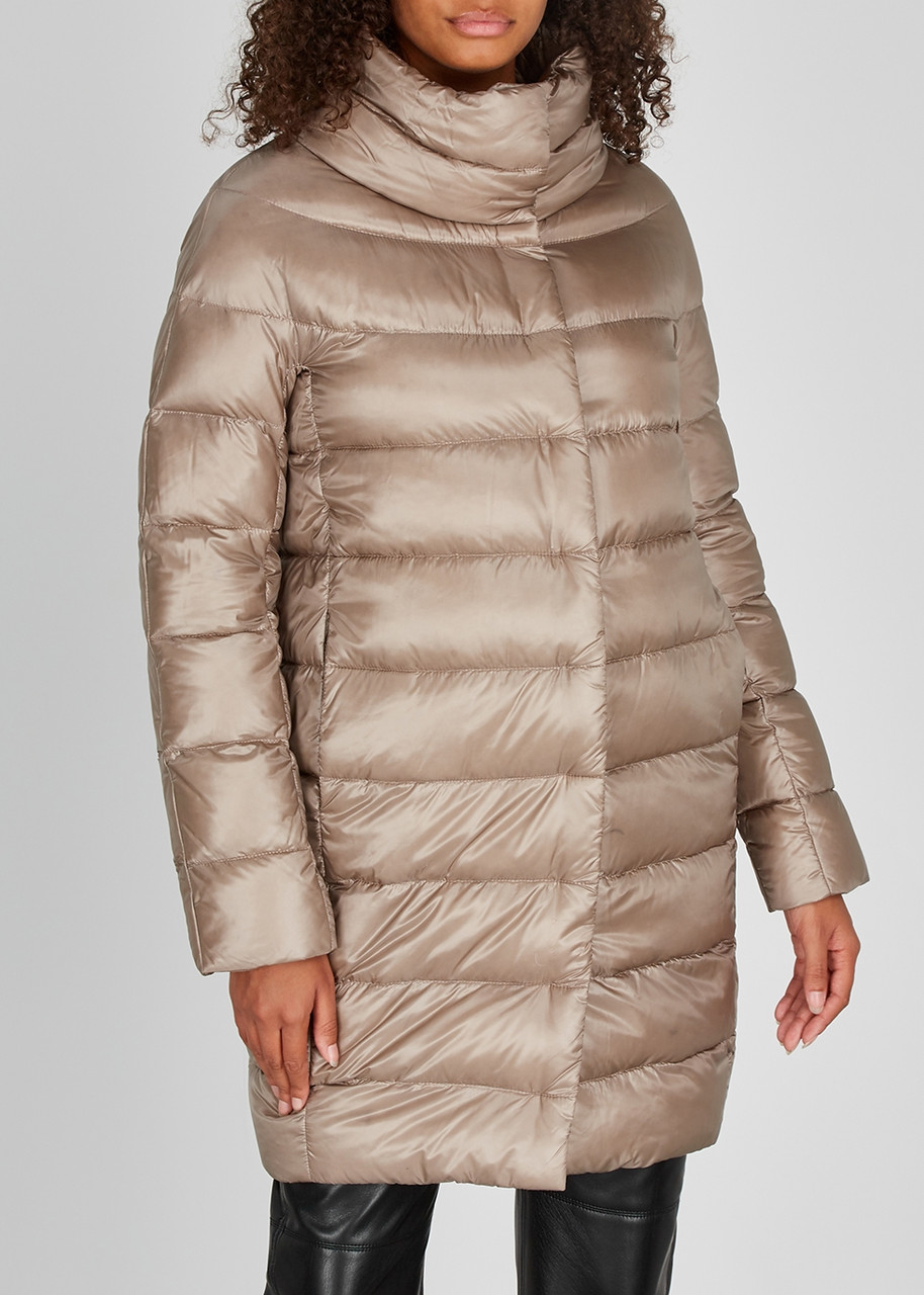  Herno Icon Quilted Shell Coat - Taupe - 10 