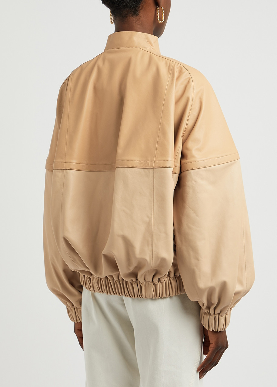  Loewe Sand Panelled Leather Bomber Jacket - Beige - 12 