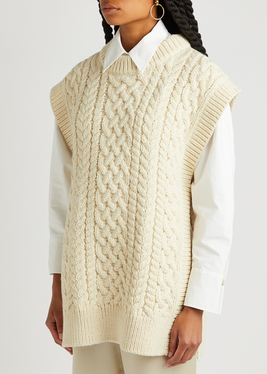  Mr Mittens Cable-knit Wool Vest - Cream - Xs/s 