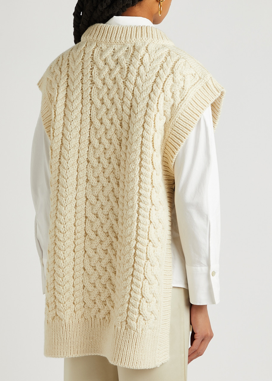  Mr Mittens Cable-knit Wool Vest - Cream - Xs/s 