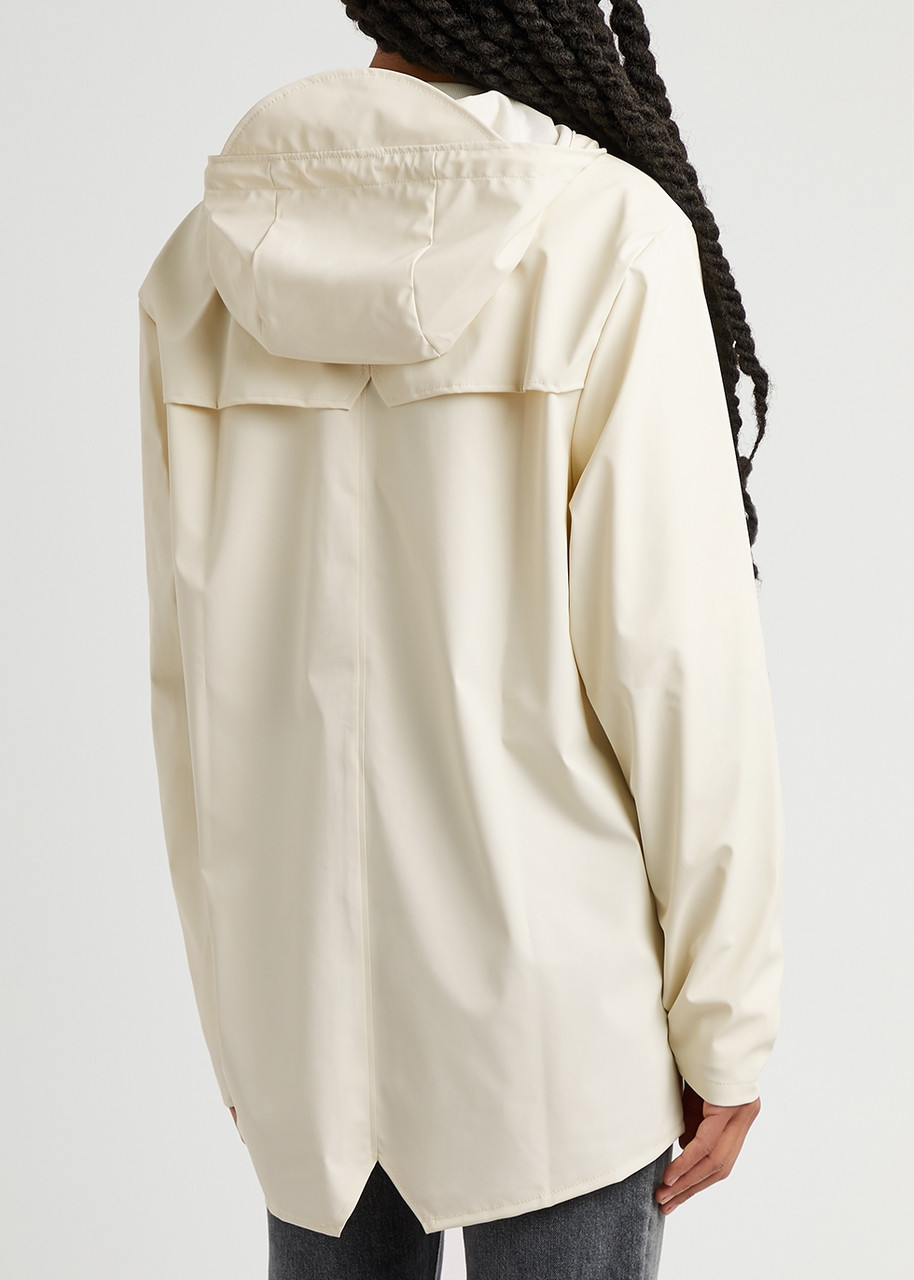  Rains Hooded Rubberised Jacket - White - Xs 