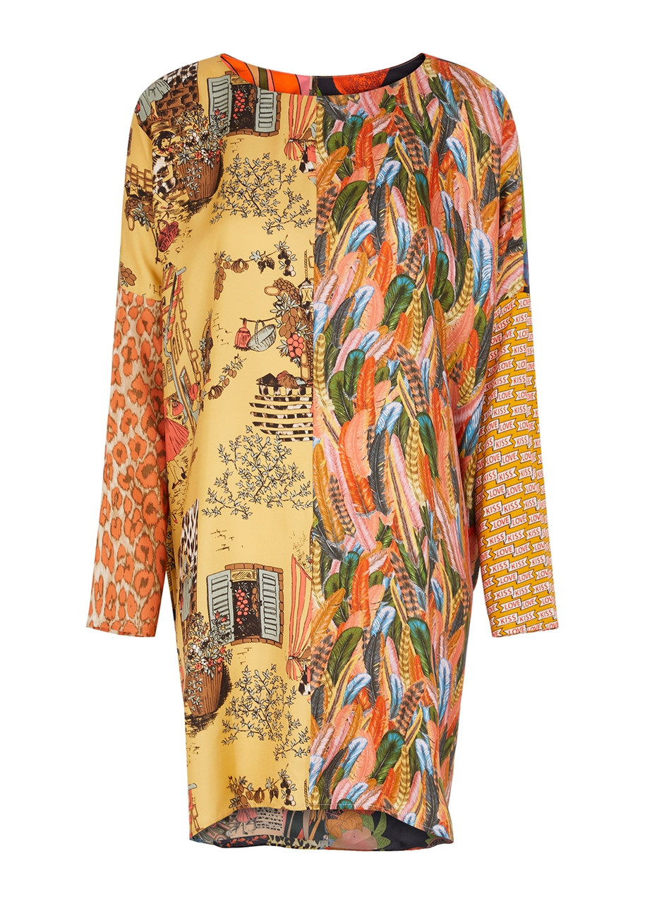 LA Prestic Ouiston Priya Printed Panelled Silk-twill Mini Dress - Multicoloured - 3
