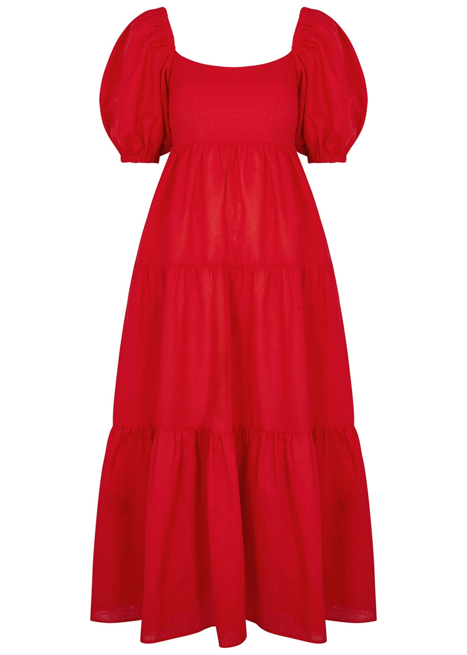 Kitri Gianna red Linen-blend Maxi Dress - 14