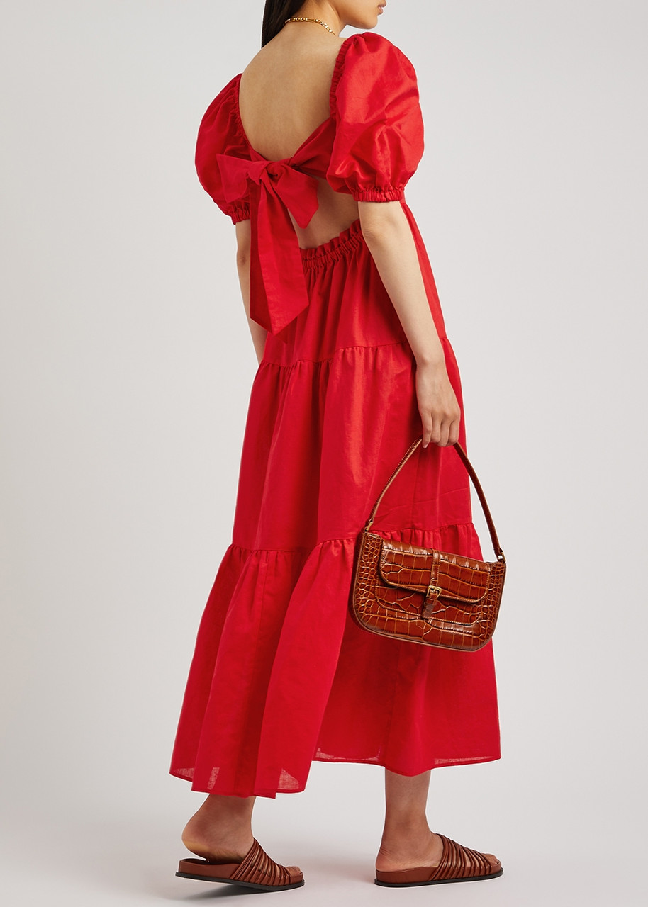  Kitri Gianna Red Linen-blend Maxi Dress - 12 