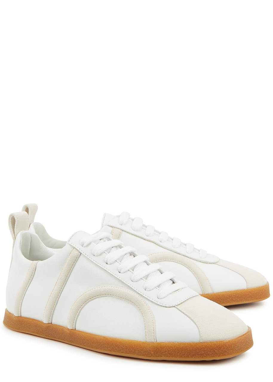 Shop Totême White Leather Sneakers In Off White