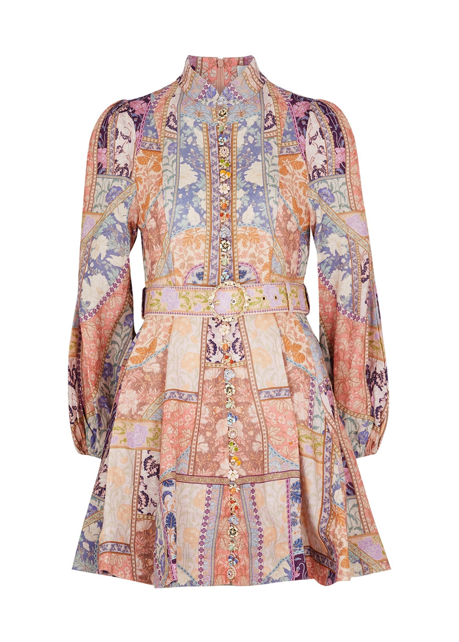 Zimmermann Kaleidoscope Printed Embellished Linen Mini Dress - Multicoloured - 2