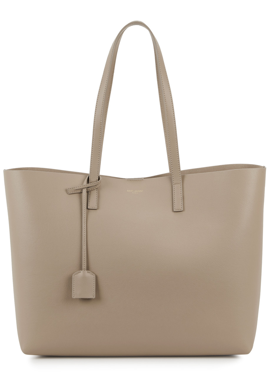 Saint Laurent East West Almond Grained Leather Tote, Tote Bag, Beige - One Size