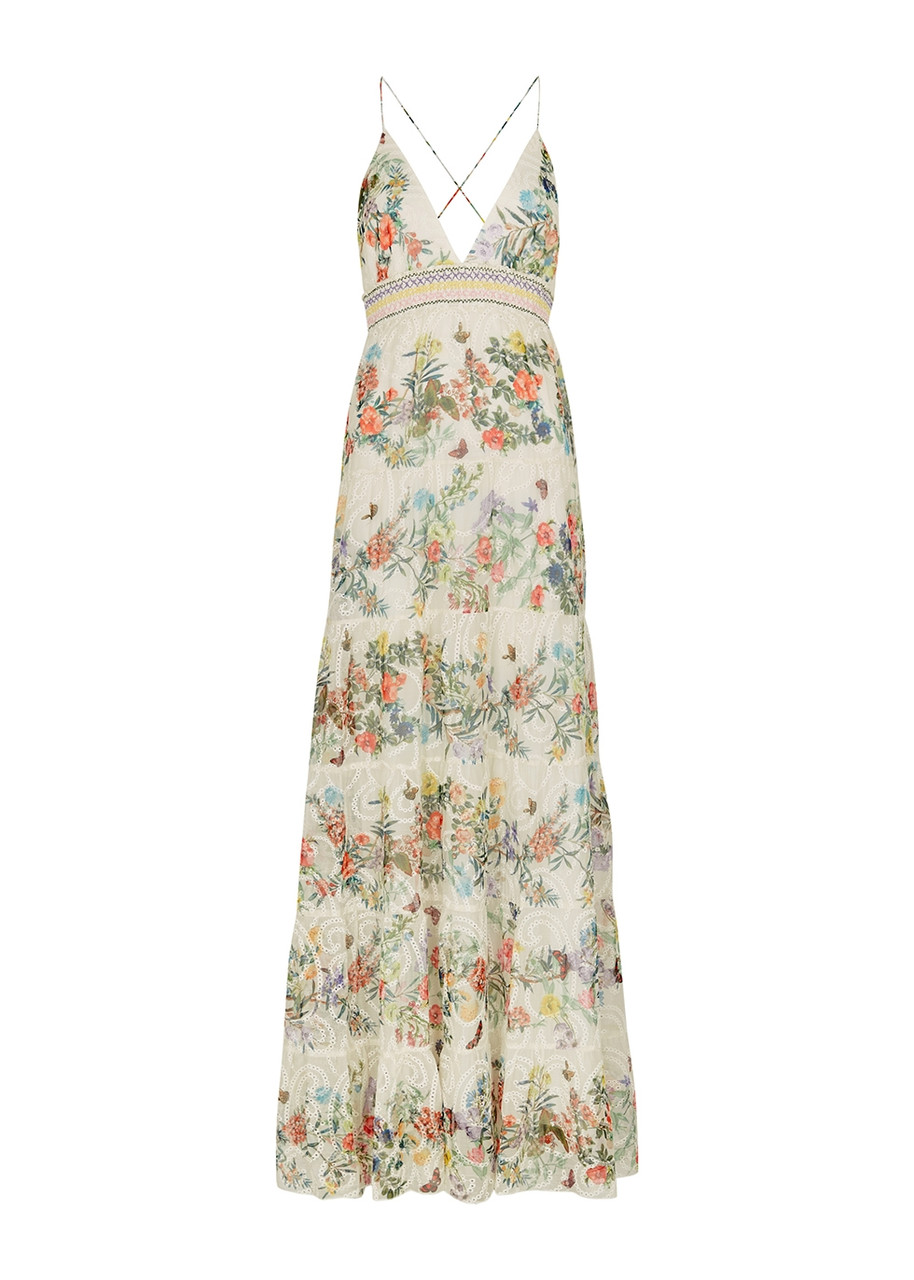 Alice + Olivia Karolina White Floral-print Chiffon Maxi Dress - Multicoloured - 4
