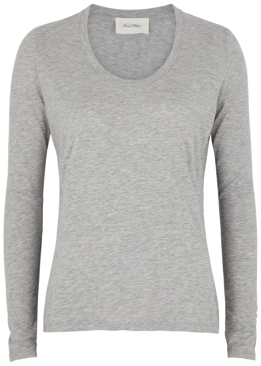 American Vintage Jacksonville Slubbed Cotton-blend Top In Grey