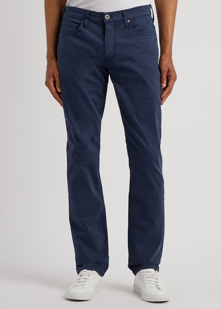 Paige Federal Brushed Stretch-cotton Chinos In Blue