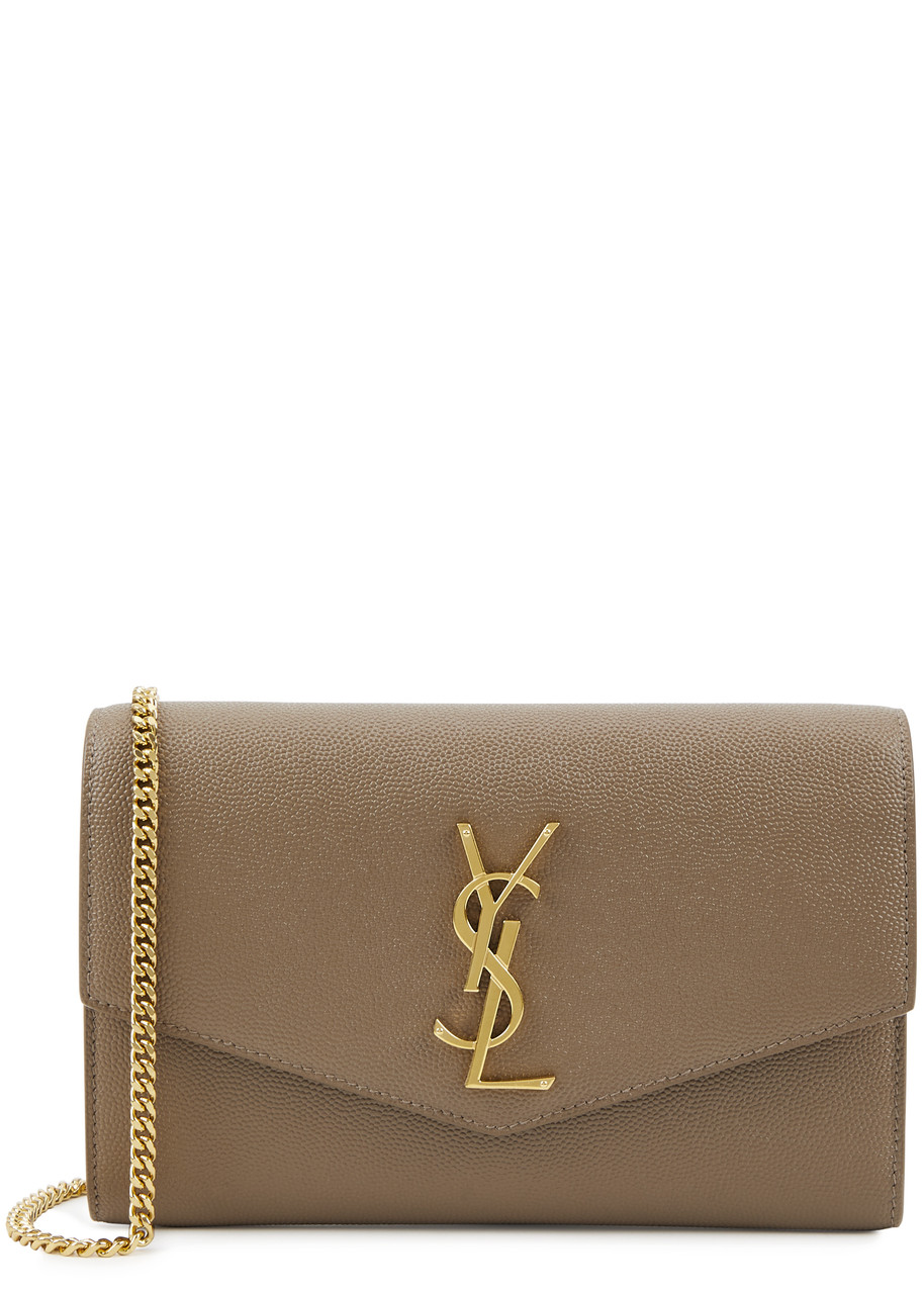Saint Laurent Leather Wallet-on-chain, Wallet Bag, Taupe, Leather - One Size
