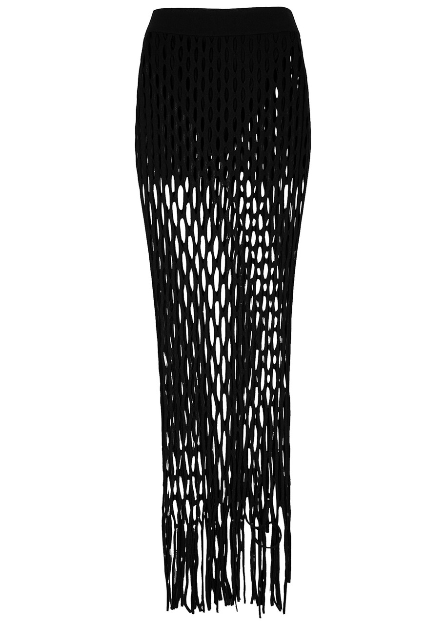 Dion Lee Reef Net Cut-out Knitted Midi Skirt - Black