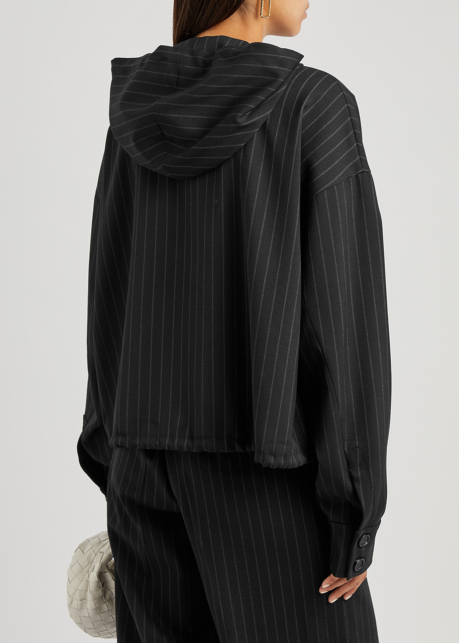  Sportmax Fido Black Pinstriped Stretch-wool Jacket - 12 