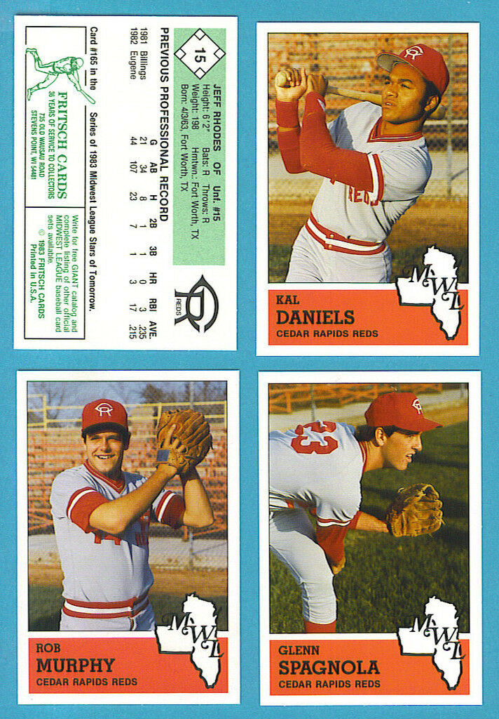 1983 Fritsch Midwest League Cedar Rapids Reds Team Set - Larry