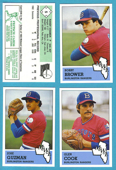 1983 Fritsch Midwest League Burlington Rangers Team Set
