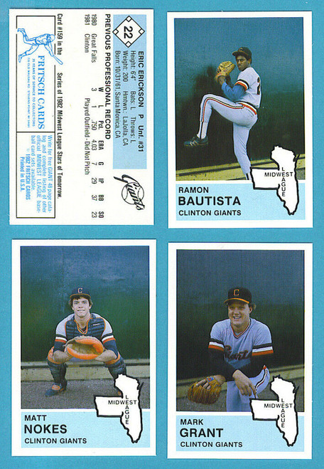 1982 Fritsch Midwest League Clinton Giants Team Set - Larry