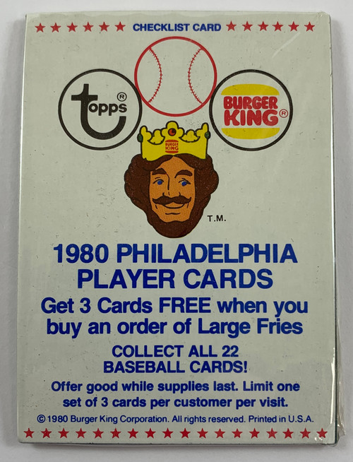 1980 Burger King Phillies Pack