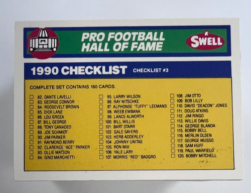 1990 Swell Pro Football Hall of Fame Set