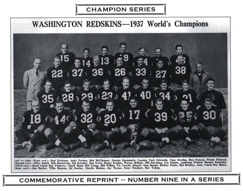 1937 Washington Redskins Champion Series Commemorative Photo