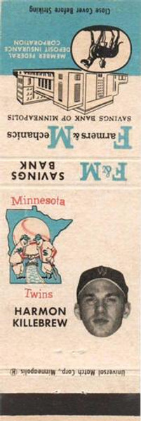 1961 F&M Bank Minnesota Twins Matchbooks