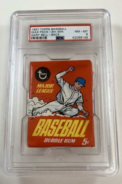 1967 Topps Baseball Wax Pack 6th Series Gary Bell on back PSA 8 NM-MT