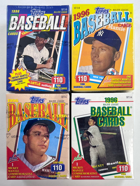 1996 Topps Baseball Boxes w/Mickey Mantle Insert Card (All 4 Sets)
