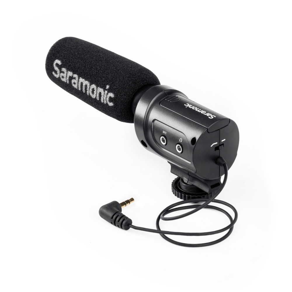 Saramonic SR-M3 On-Camera Shotgun Microphone with Headphone Output & 3.5mm Mic Input for Cameras