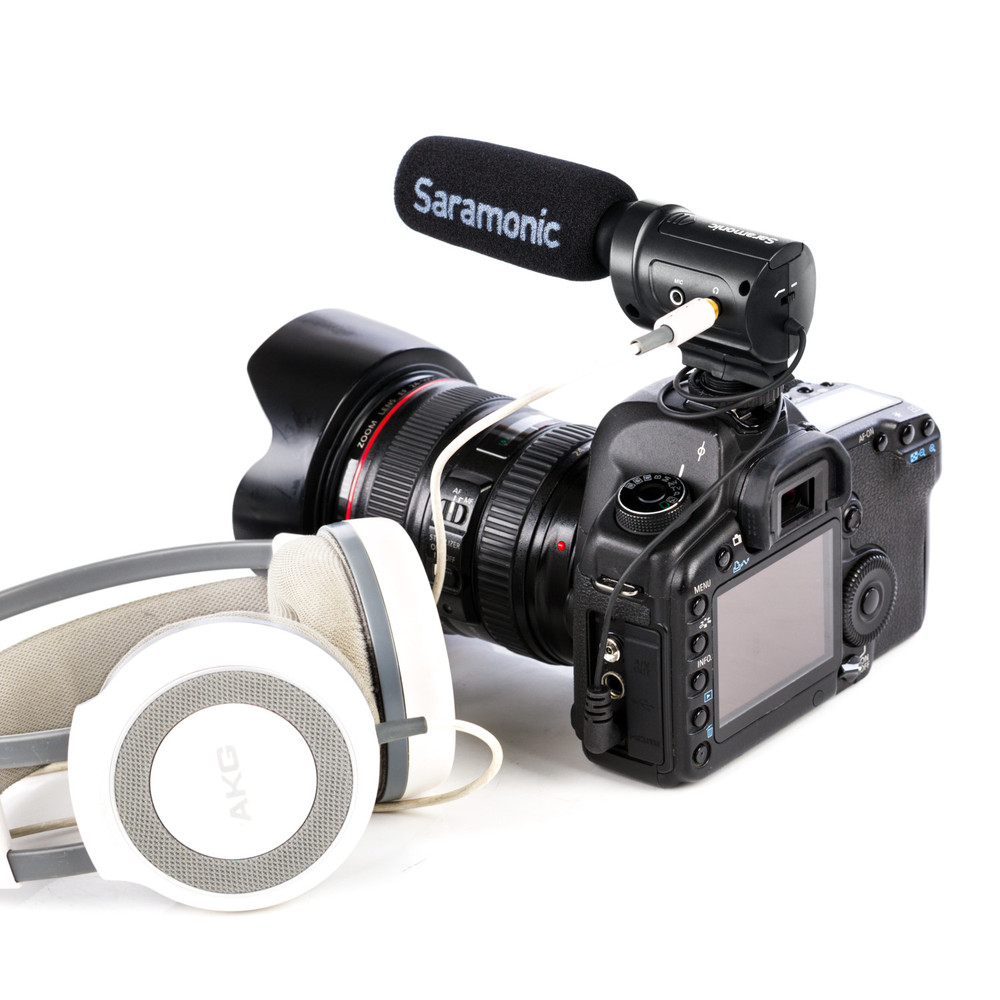 Saramonic SR-M3 On-Camera Shotgun Microphone with Headphone Output & 3.5mm Mic Input for Cameras