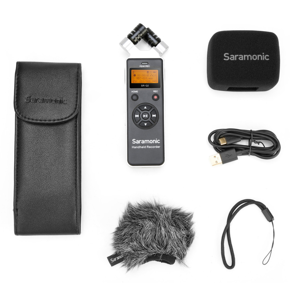 Saramonic SR-Q2 Audio Recorder w/ Stereo X/Y Condenser Mics, 8GB Card, Furry & Foam Windscreens, Case & More