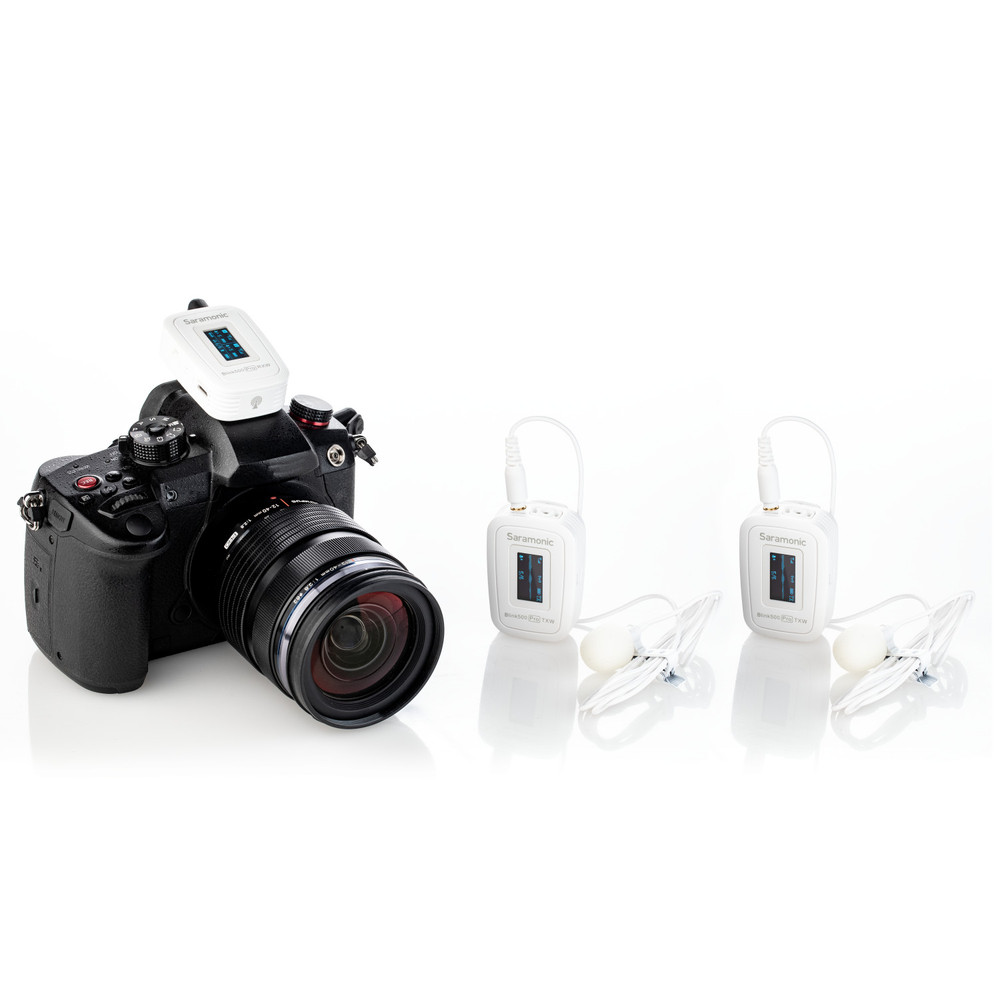 Saramonic Blink 500 Pro B2 Snow White 2-Person Wireless Clip-On Mic System w/ Lavs for Cameras, Mobile & More (Open Box)