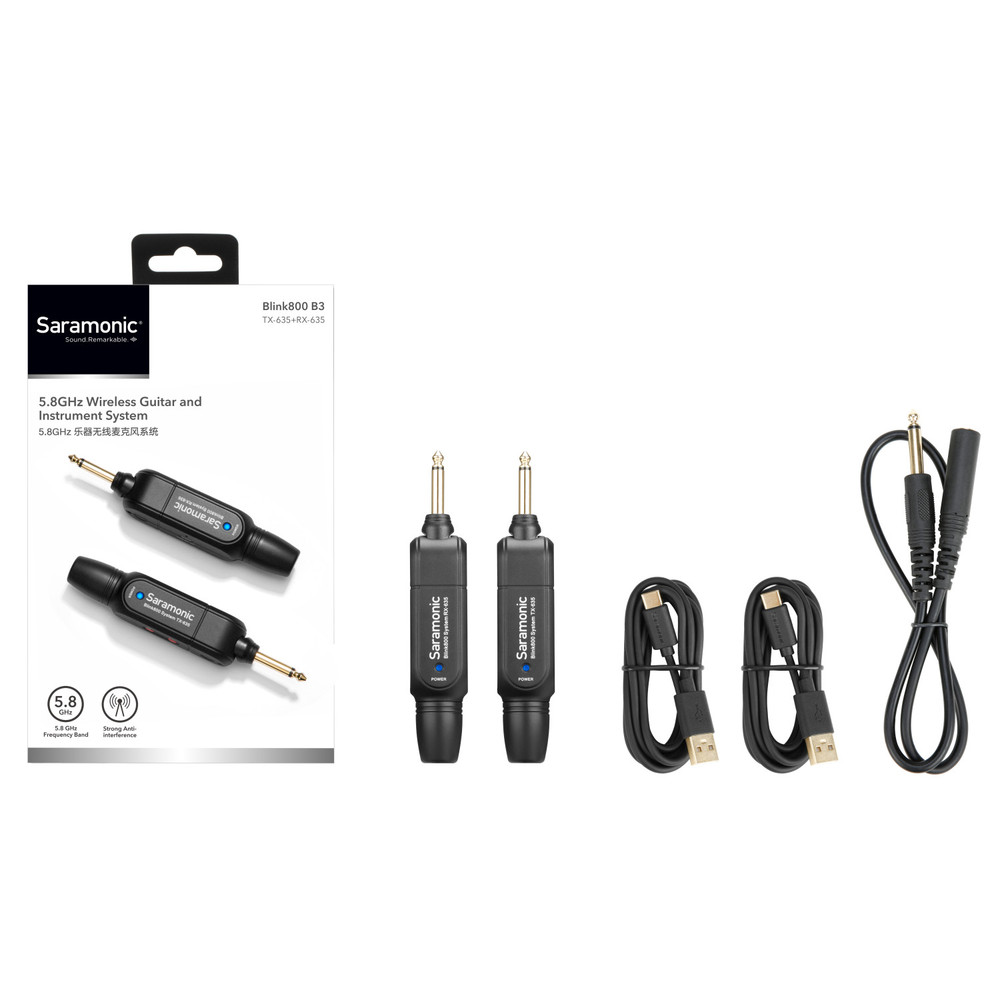 Saramonic Blink 800 B3 5.8GHz Wireless Instrument System for Guitar, Bass, Keyboard & other 1/4" Instruments (Open Box)