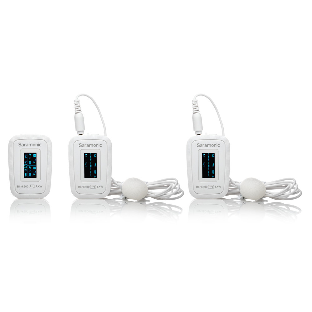 Saramonic Blink 500 Pro B2 Snow White 2-Person Wireless Clip-On Mic System w/ Lavs for Cameras, Mobile & More