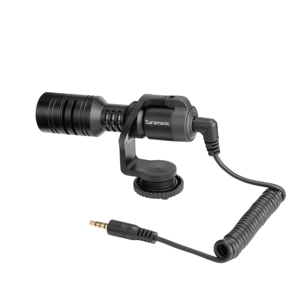 Saramonic Vmic Mini Camera-Mountable Shotgun Microphone for Cameras & Mobile Devices w/ TRS & TRRS Cables