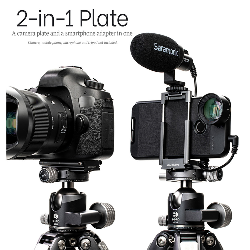 Benro 70mm Arca-Swiss plate with Smartphone Adapter (Open Box)