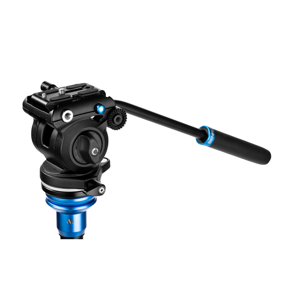 Benro Video Tripod with S2 PRO Flat Base Fluid Video Head, 5.5 lb Max, Leveling Center Column, Aluminum Legs, Flip Lock, Carrying Case (A1573FS2PRO) (Open Box)