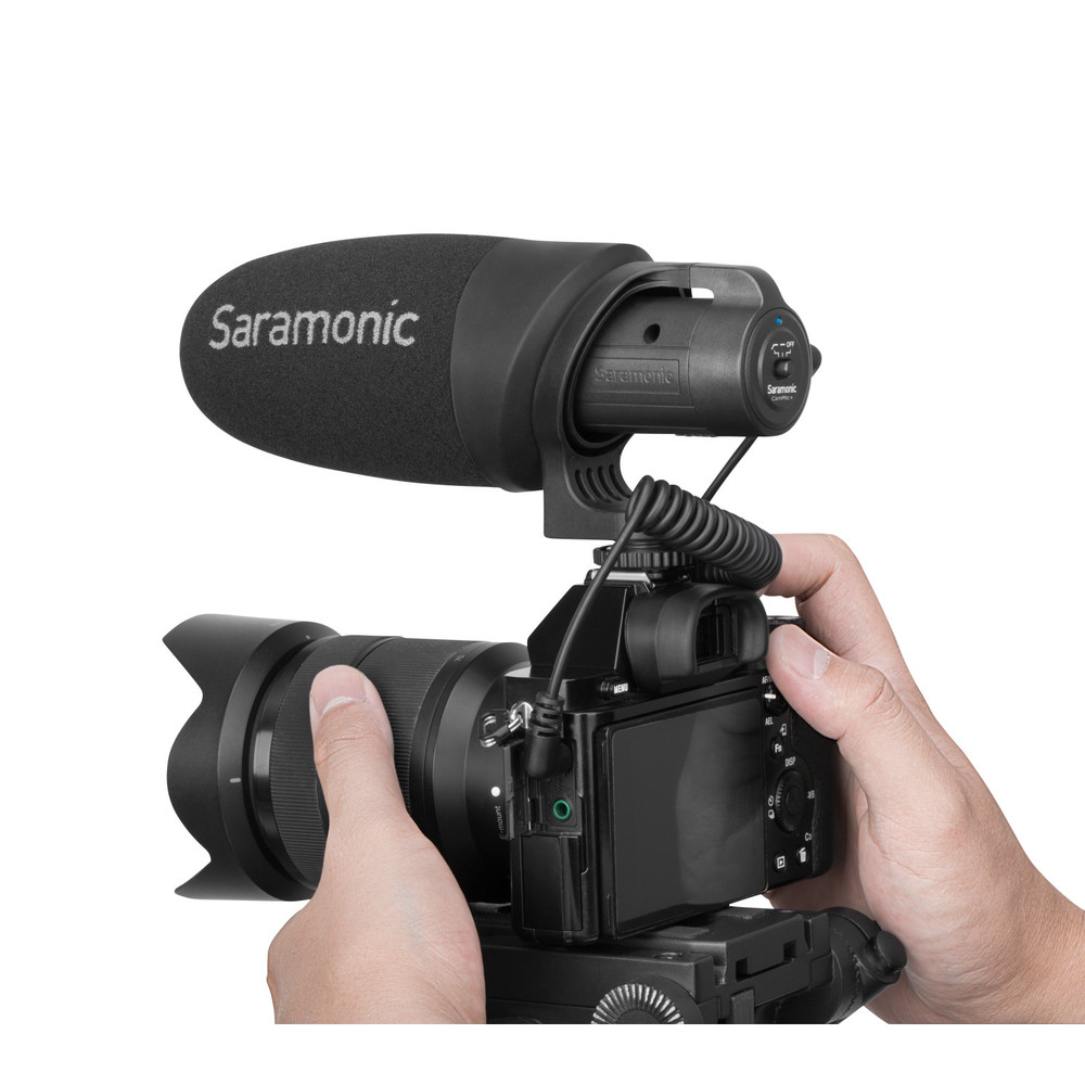 Saramonic CamMic+ AA-Powered On-Camera Uni-Directional Shotgun Microphone with TRS and TRRS Output Cables (Open Box)