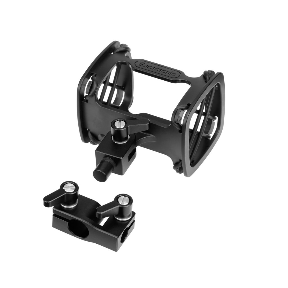 Saramonic SR-SMC11 Pro Shock Mount for Shotgun Mics (15-31mm) w/ 15mm Rod Mount for Camera Rigs & Cages