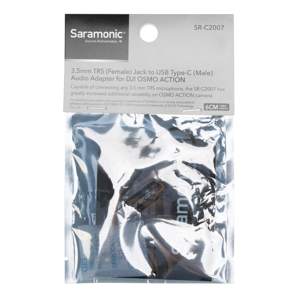 Saramonic SR-C2007 Female 3.5mm TRS Microphone & Audio Adapter Cable for DJI Osmo Action Cameras